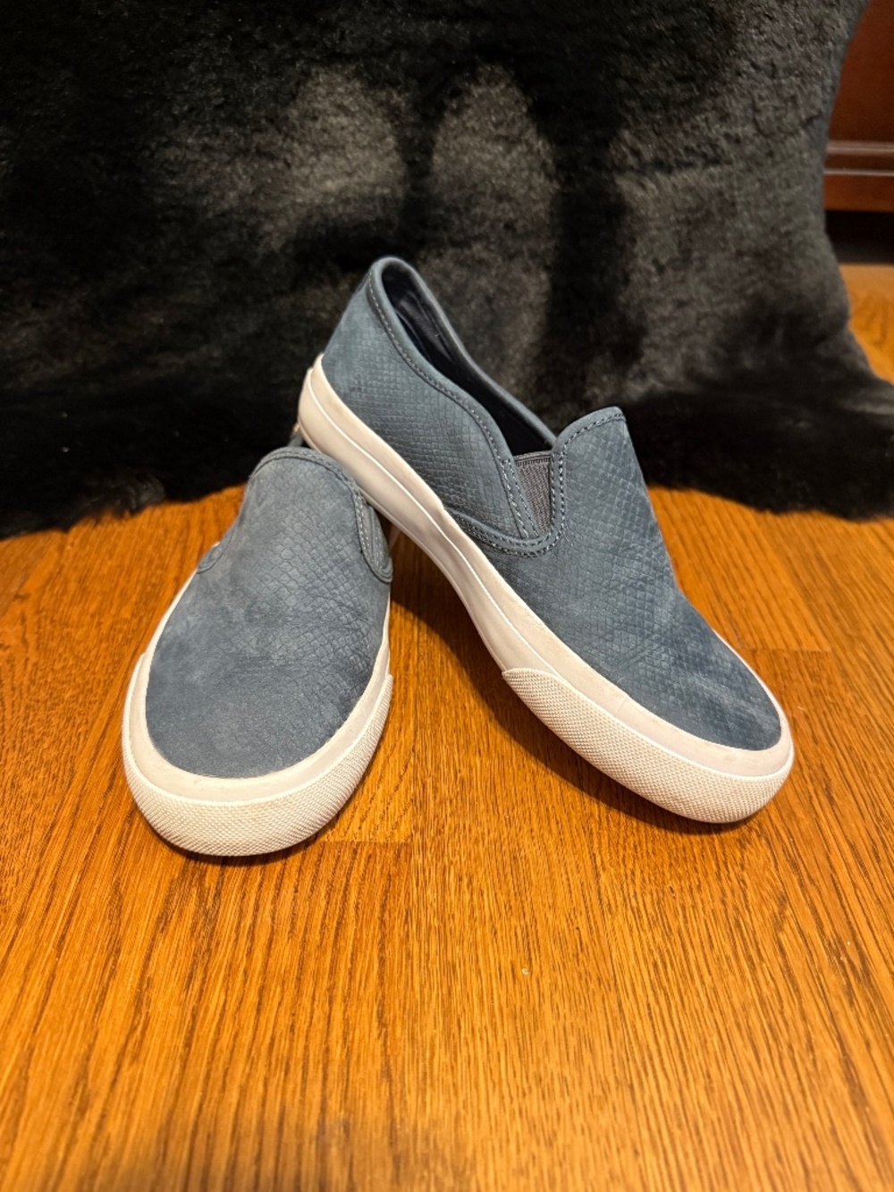 Tory Burch Dusty blue suede slip on sneakers